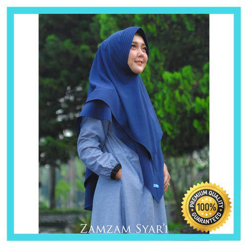 Hijab Khimar Jilbab Syari Diamond Dua Layer Premium Antem Warna Hitam - Abu silver - maroon - Navy