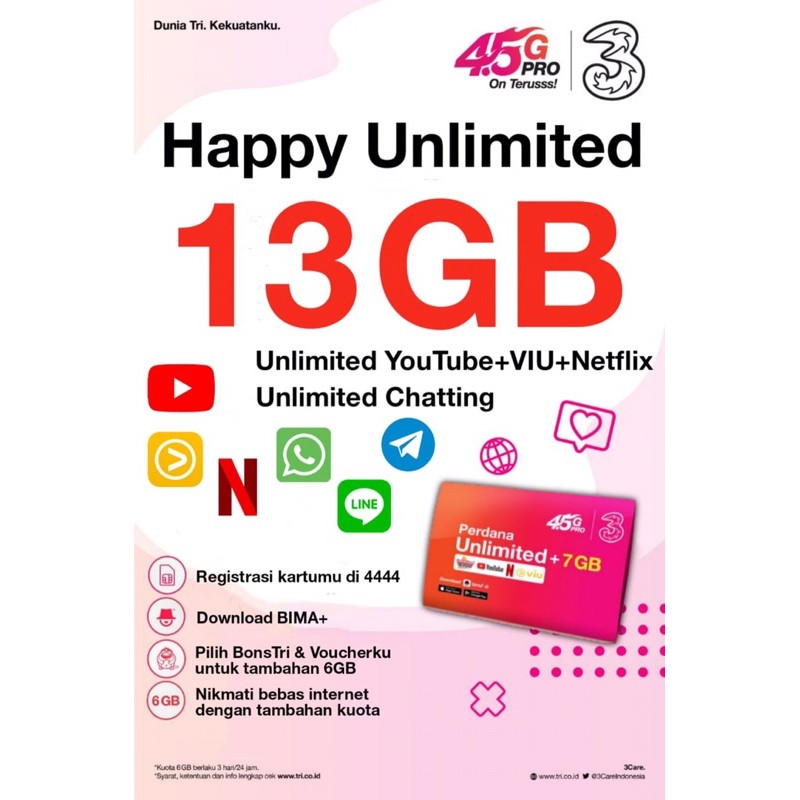 SP Tri 7GB + 6GB Unlimited Youtube, Netflix, Viu, Chatting (1 Box)