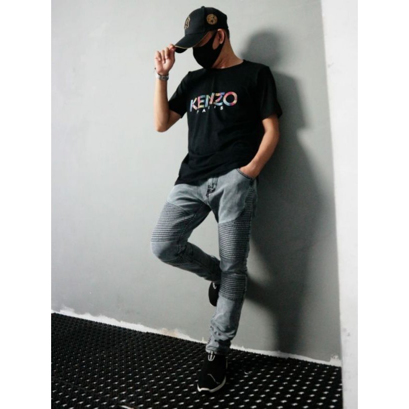 BAJU KAOS PRIA COWOK MOTIF TERBARU KENZO BLACK WHITE