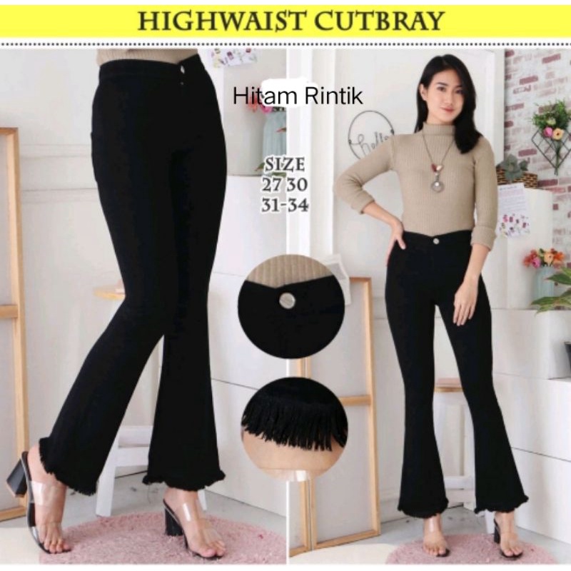 HW Cutbray Jeans - Celana Cutbray strecht Wanita - Celana Cutbray Panjang - Cutbray jeans rawis kekinian- Highwaist Cutbray Jumbo '-ONK JAYA