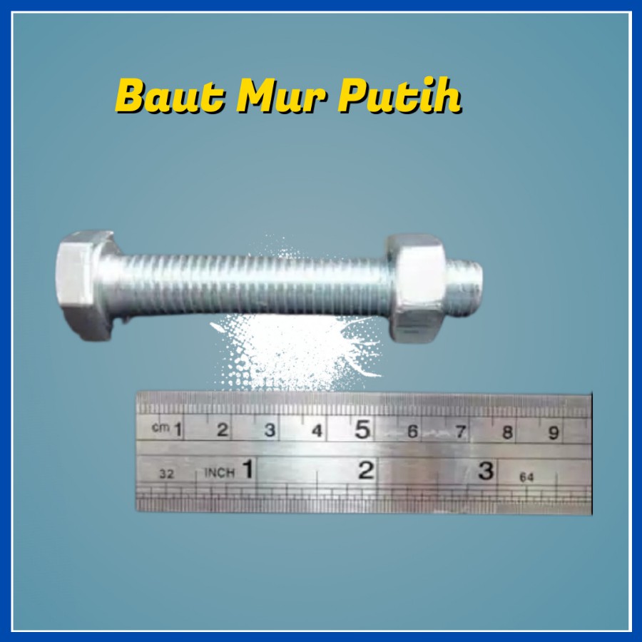 Jual Baut Mur Putih / Galvanize M12x70mm Kunci 19 MM | Shopee Indonesia