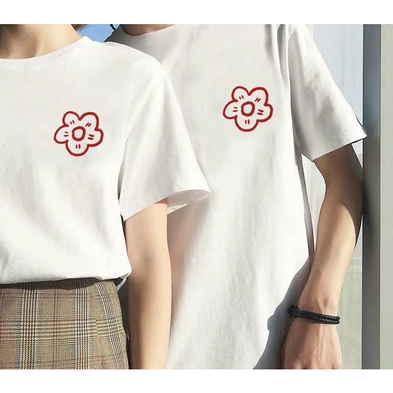 MYSTIQUE.ID-BAJU KAOS COUPLE FLOWER T-SHIRT LUCU DAN AESTHETIC