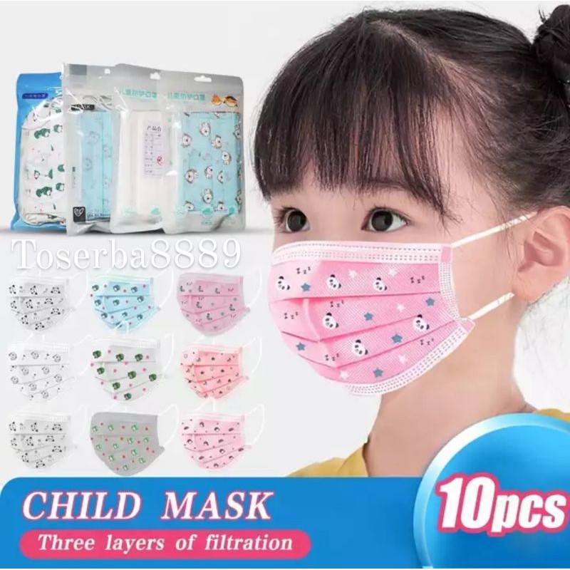 MASKER ANAK KARAKTER MASKER 3 PLY CAREION KARAKTER/POLOS ANAK MASKER Anak Disposable Mask isi 10pc