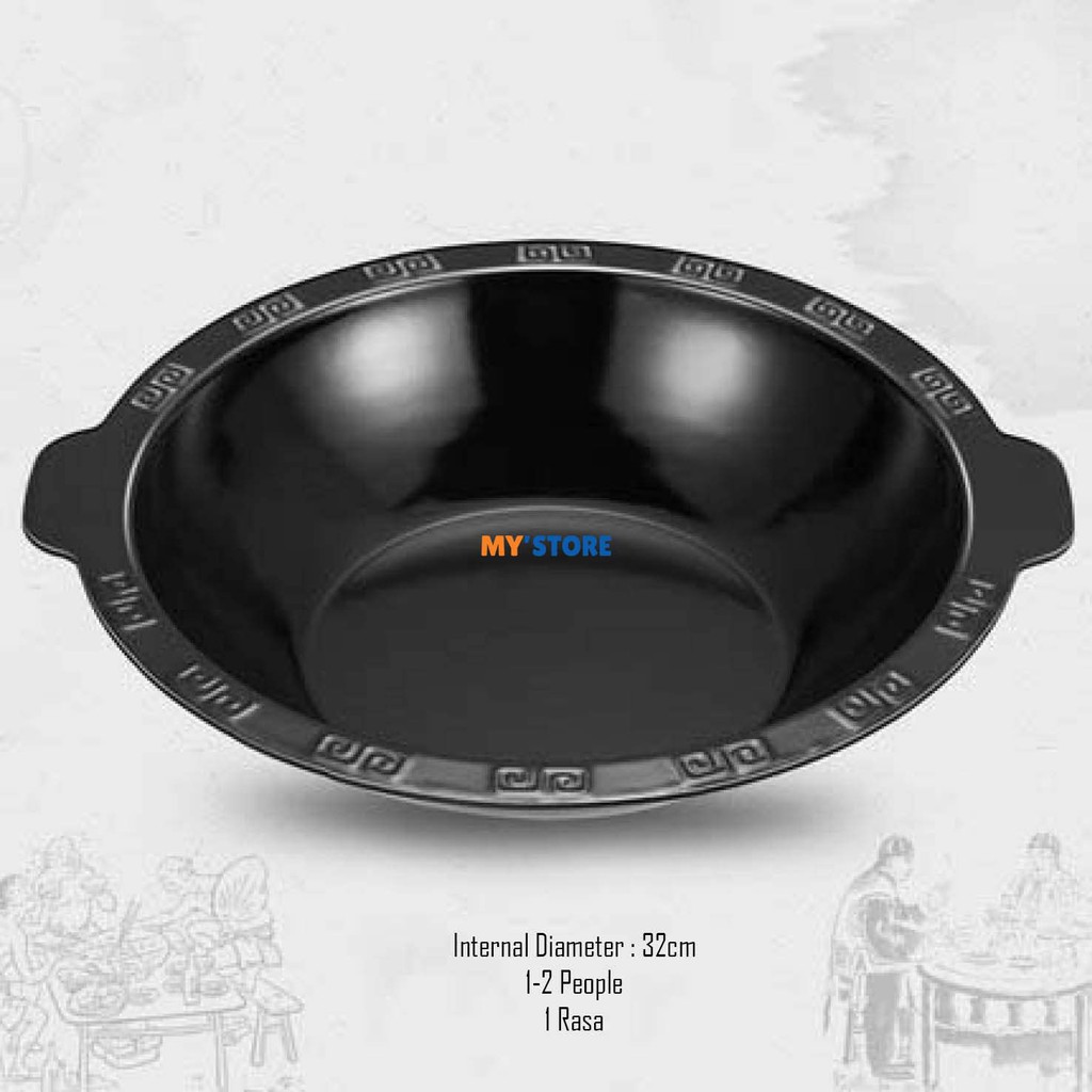 Panci HotPot 1 Rasa Naga Shabu Shabu Steamboat Hitam Timbul Resto