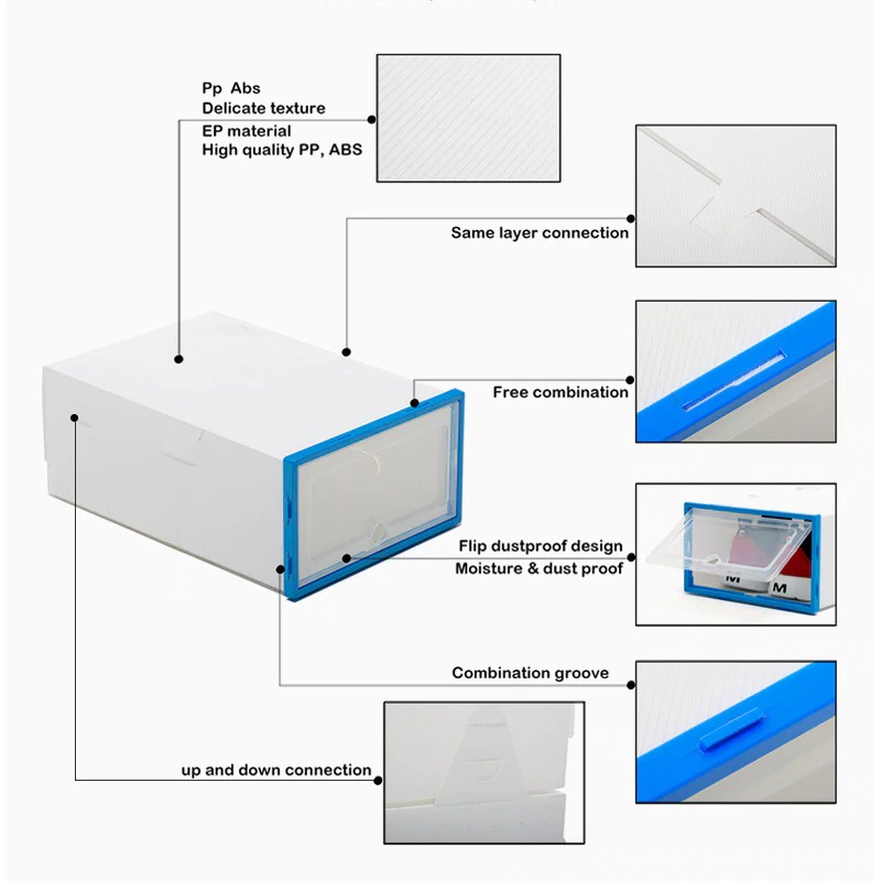 BNBS Kotak Susun Rak Organizer Sepatu Shoes Box 6 PCS - LF010