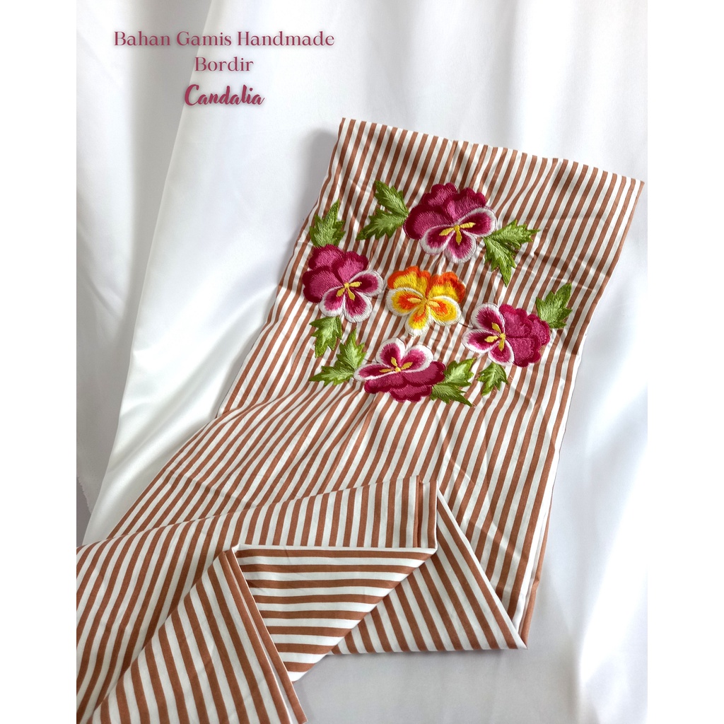 Pusat Bordir Tasikmalaya - Bahan Gamis  Bordir 3D Katun Stripe