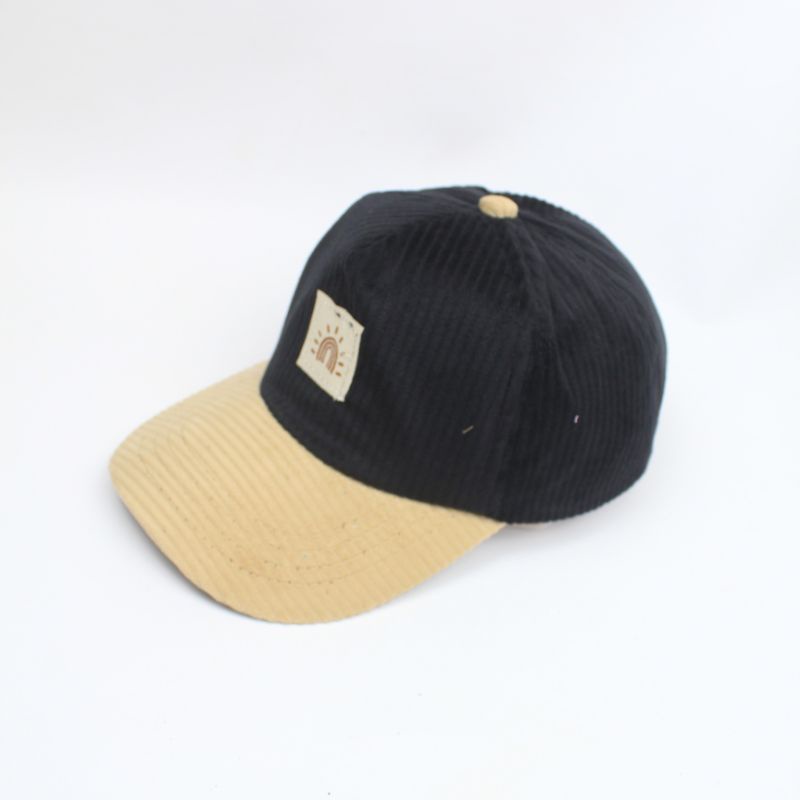 CASHEL CAP - Topi anak baseball Snapback Curduroy Mix Cewe Cowo Korea Lucu Murah-Black-Cream