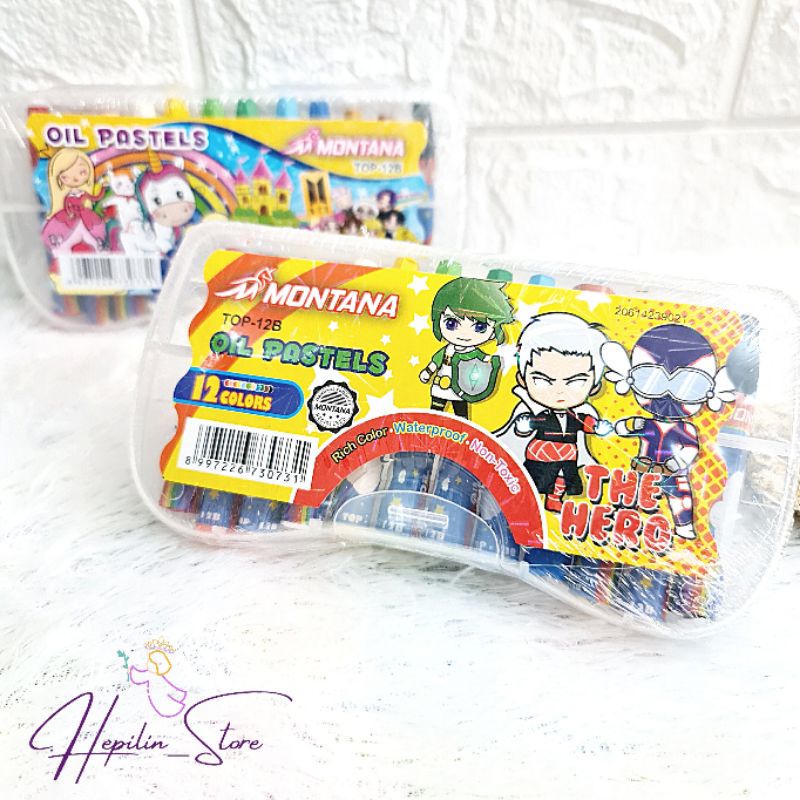 

Crayon 12 Warna Montana TOP-12B / Crayon 12 Warna The Hero / Crayon 12 Warna Kuda Pony / Krayon Anak 12 warna OiL Pastels