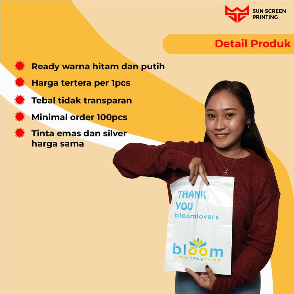 Plastik Polymailer Custom Sablon Packing Olshop 25x35 Free Design COD