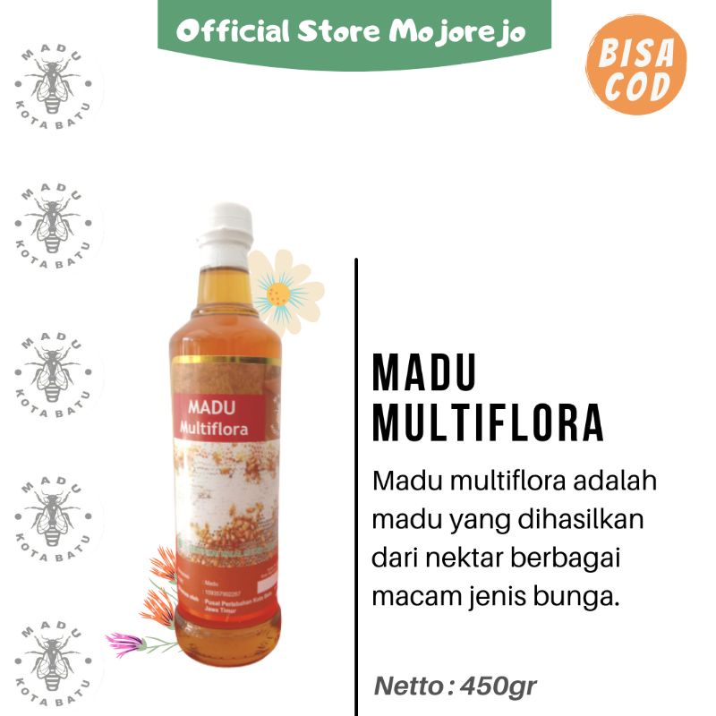 

Madu Murni Multiflora Botol kaca 450gr (Madu Kota Batu)