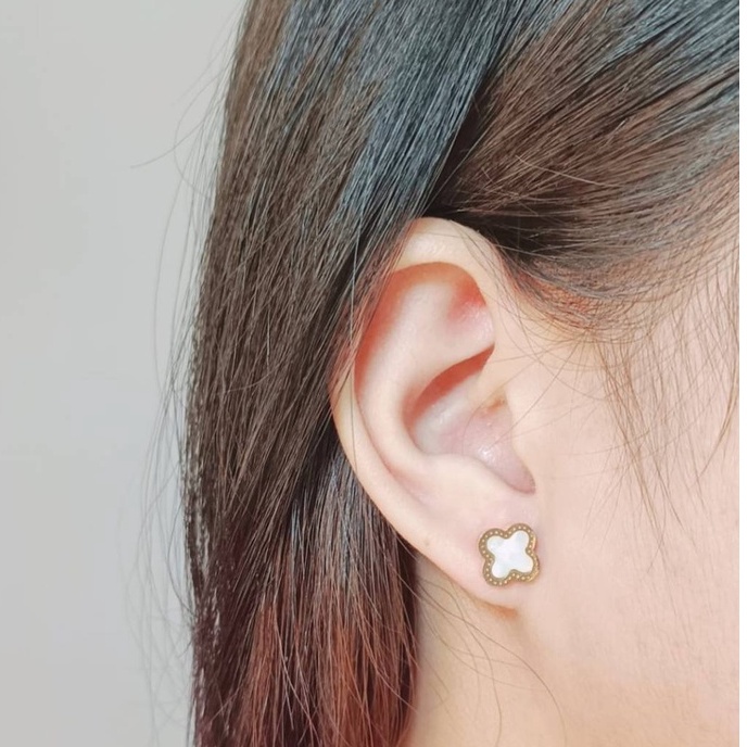 Anting titanium tindik putih rosegold minimalis lapis emas