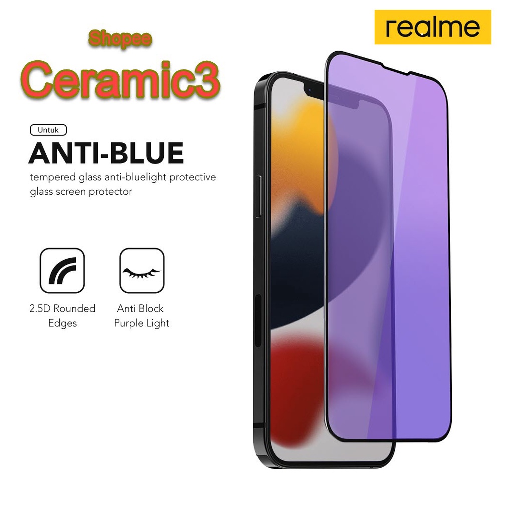 Tempered Glass blue full REALME/bfra/Anti Minyak Pelindung Protector Cover Layar Screen Handphone Kamera