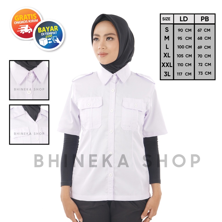 Kemeja putih dinas Wanita Baju Putih Pdh Pns Wanita Lengan Pendek Kemeja Atasan Putih Kerja Wanita Baju Dinas Putih Pns Pemda Seragam Putih Pdh Kemeja Dinas Baju Profesi Kemeja Putih Atasan