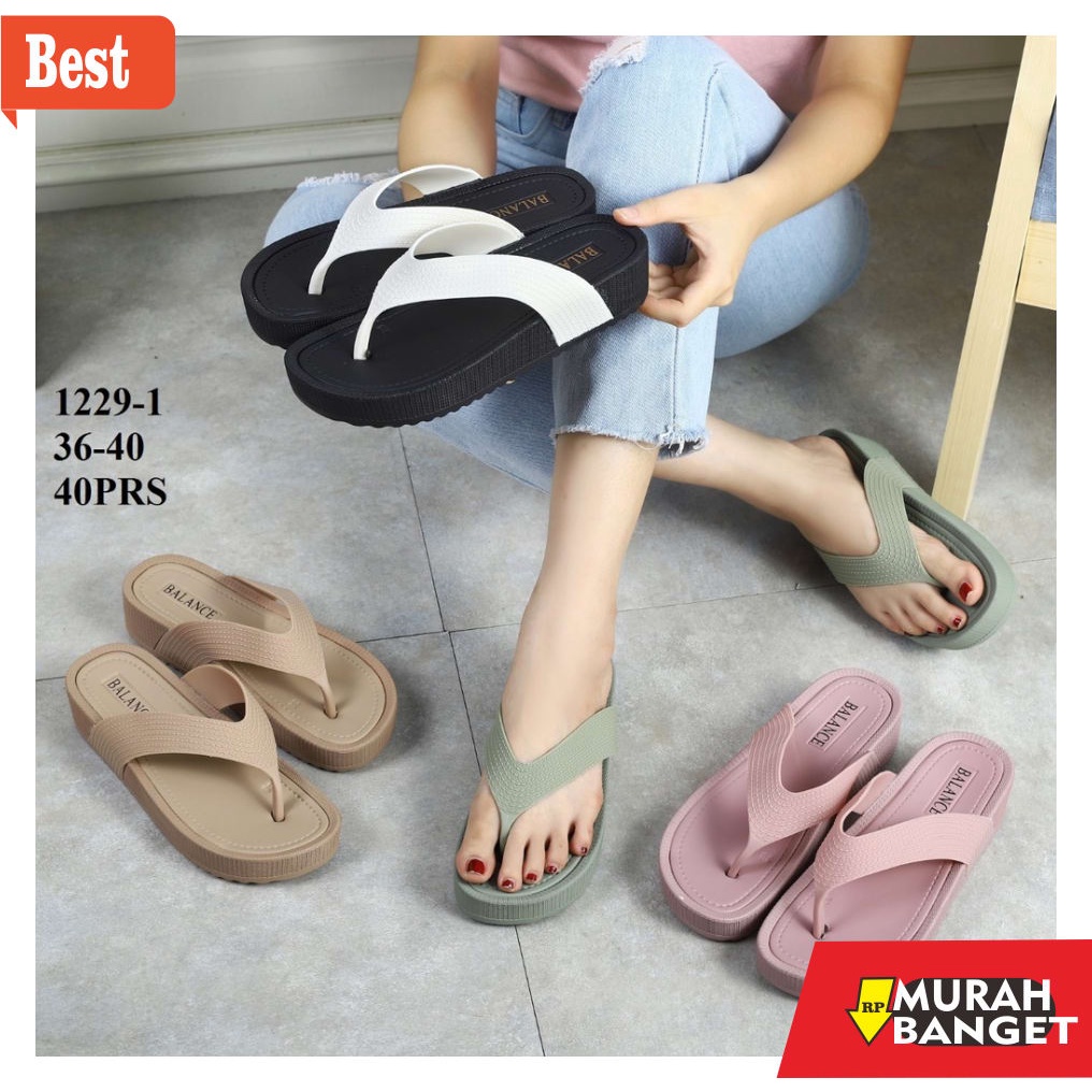 sandal dan sepatu terbaru- GROSIR(TIDAK JUAL ECER) Sandal Jelly Balance 1229-1/ Sanda Japit Karet Je