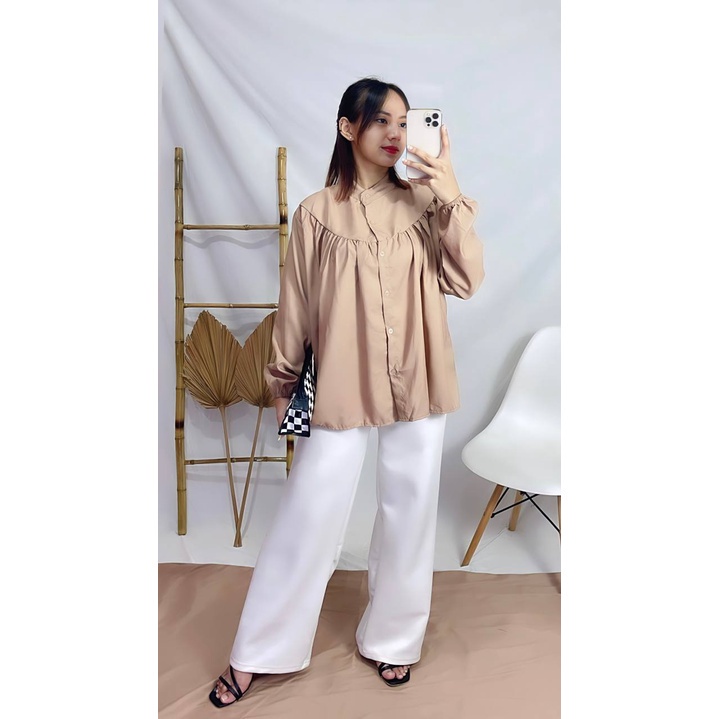 Tq88indonesia Fashion Busana Santai Wanita / RASHIFA SHIRT BLOUSE / Baju Atasan Cewek Lengan Panjang / Ootd Kekinian / Outfit Kekinian / Ootd