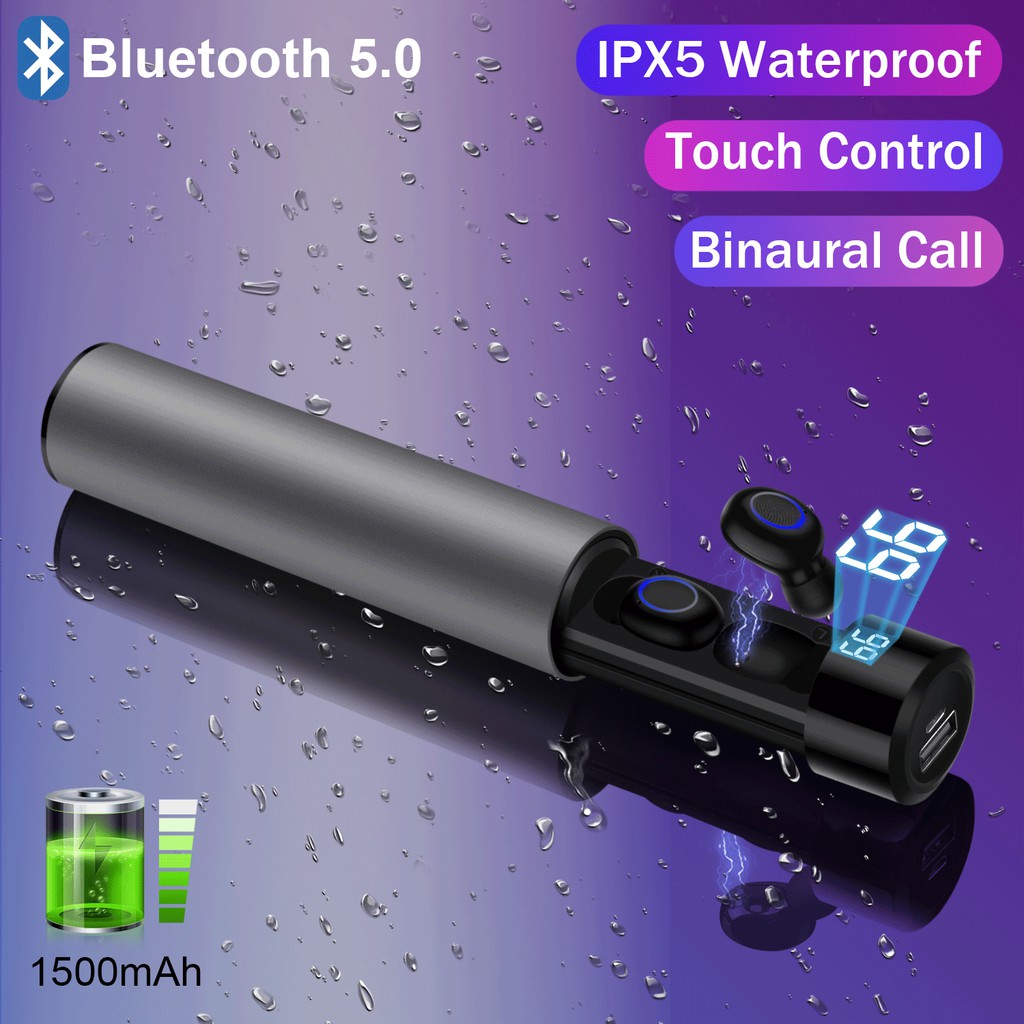 Earphone Bluetooth 5.0 Earbuds TWS IPX5 Wireless Headphones Waterproof