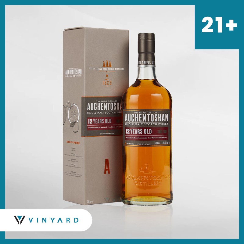 Auchentoshan 12 Year Old Single Malt Scotch Whisky 700ml ( Original &amp; Resmi By Vinyard )