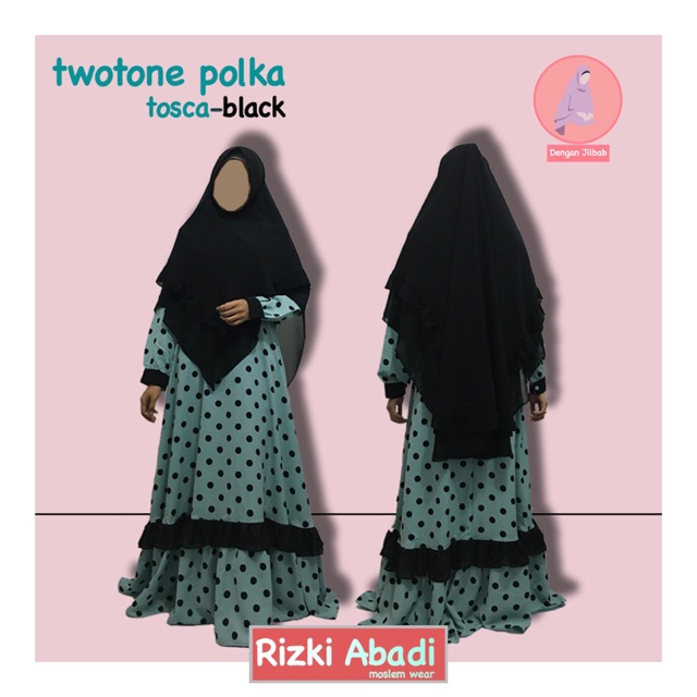 Gamis Syar’i Rizki Abadi “TWOTONE POLKA”