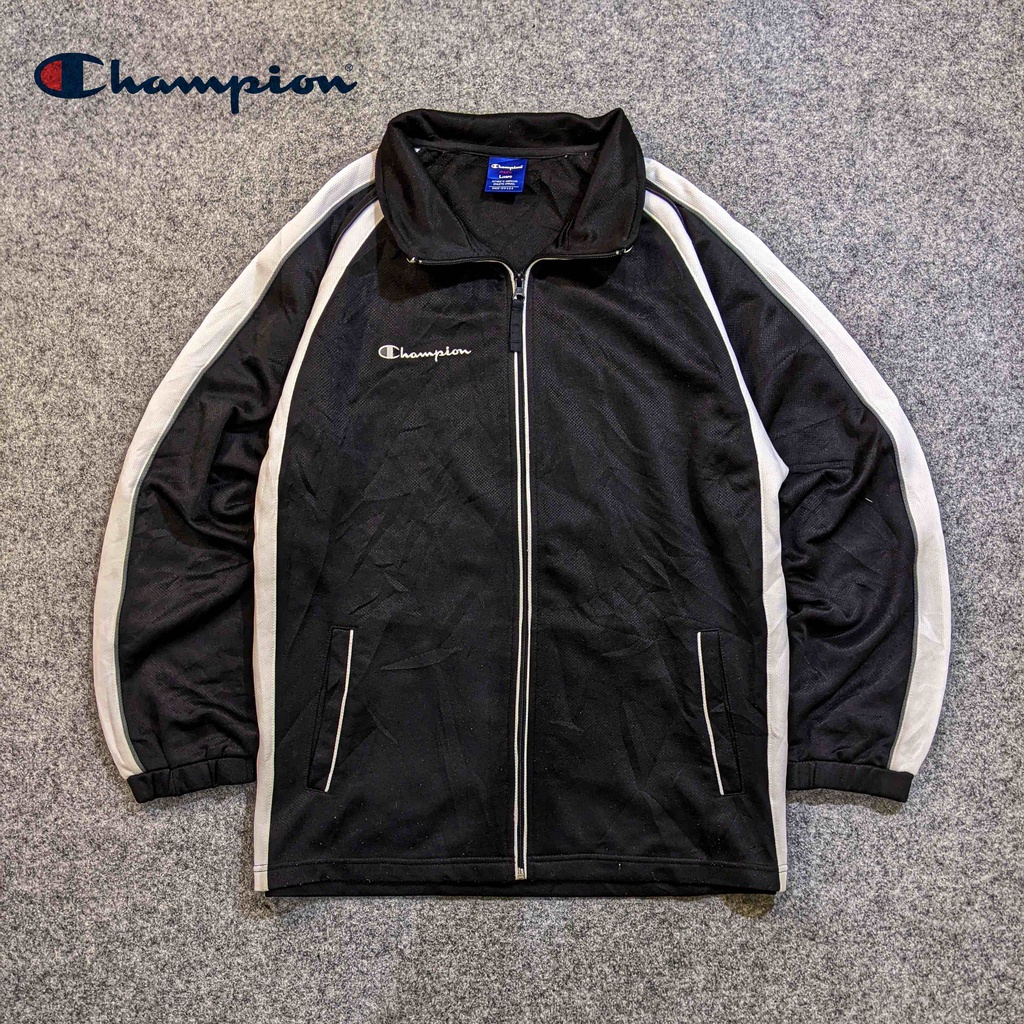 Champion Jaspo - Jaket Tracktop Outdoor Pria Sport Cowok Olahraga Training Second Bekas Original - J
