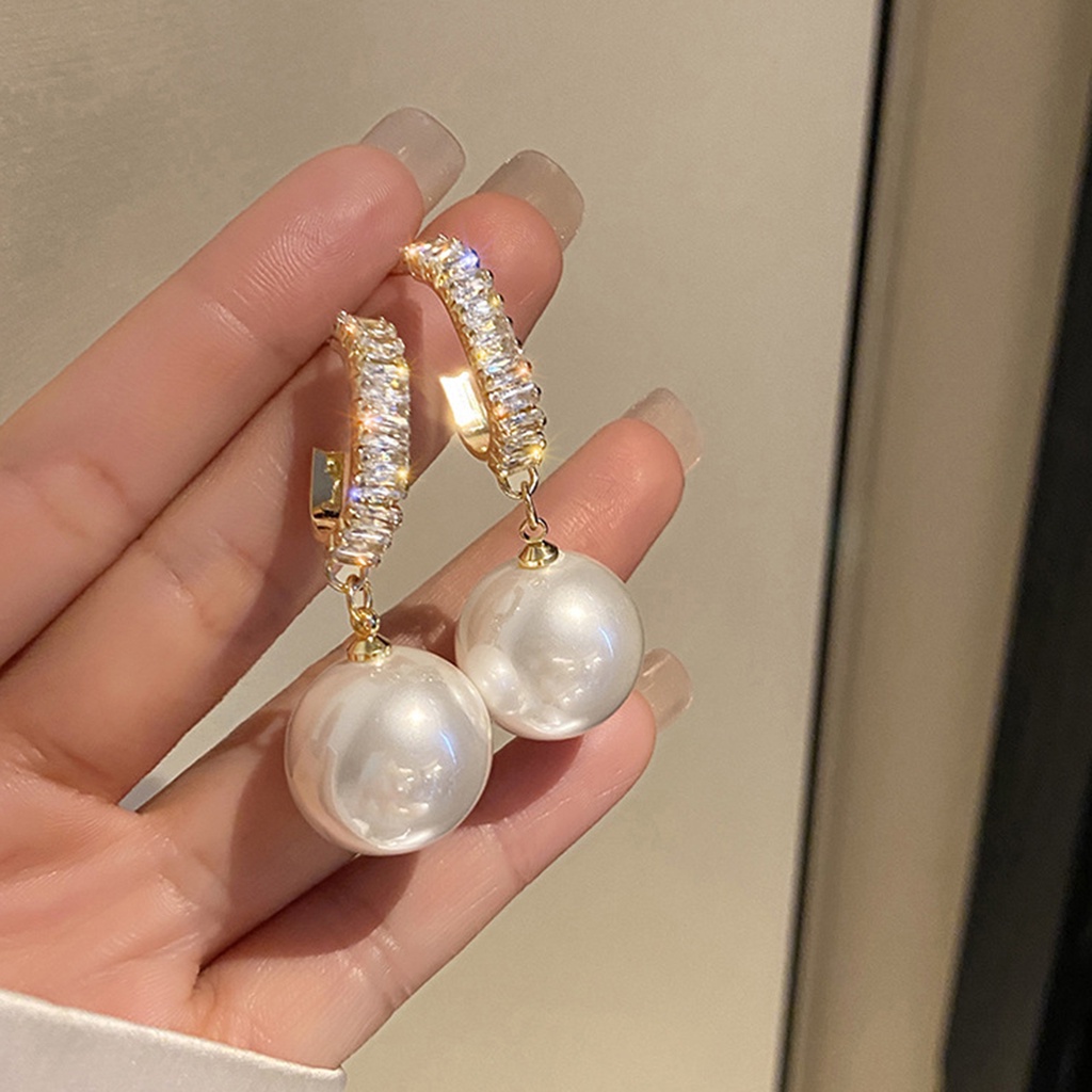 Hu Hu Hu Hu Hu Alat Bantu Pasang Kacamata♡ 1 Pasang Anting Tusuk Gantung Wanita Hias Cubic Zircon + Mutiara Imitasi Gaya Korea Untuk Pesta