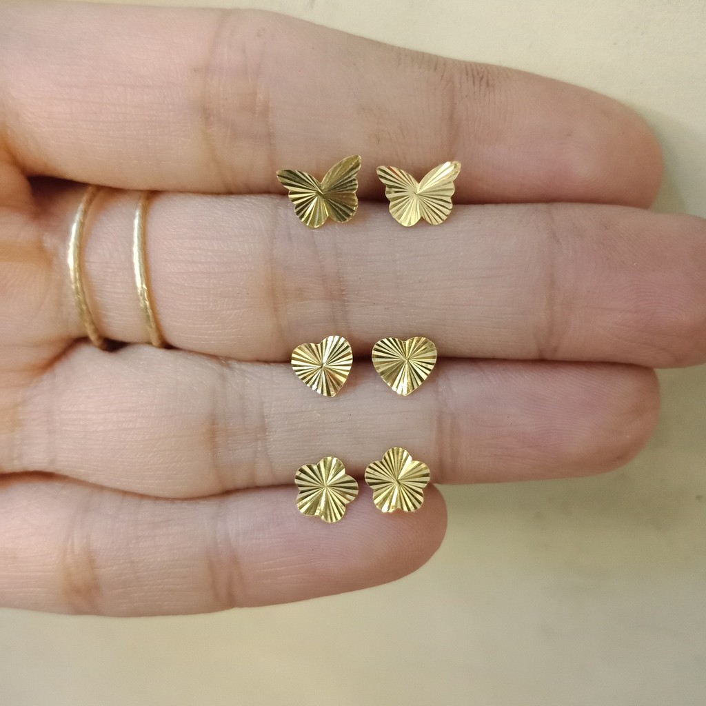 Anting duduk anak dan dewasa emas asli kadar 700 70% 22 16k kupu love bunga 0.3 gram giwang kerabu paku cucuk stud