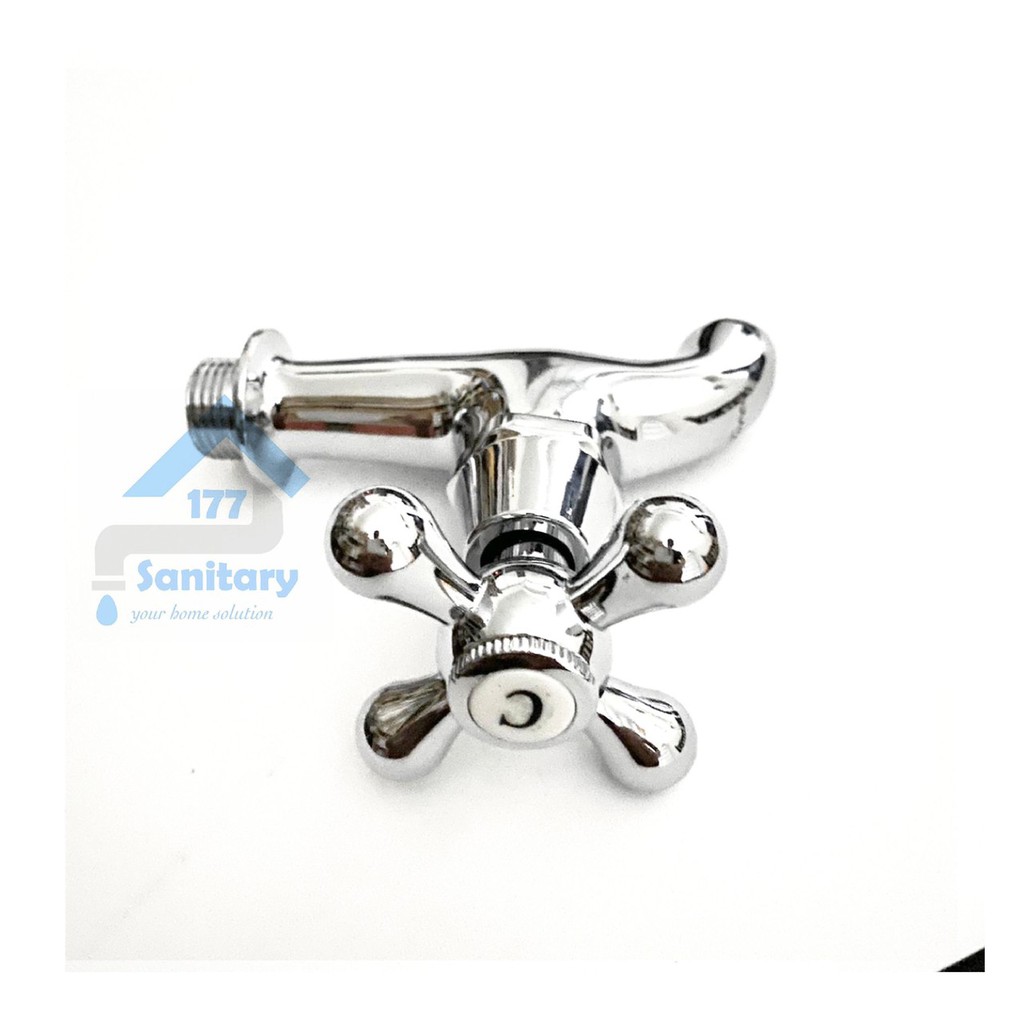 Kran Tembok Kuningan Baling Karet 5002- Keran Air taman Kamar Mandi putaran valve Faucet brass /H5