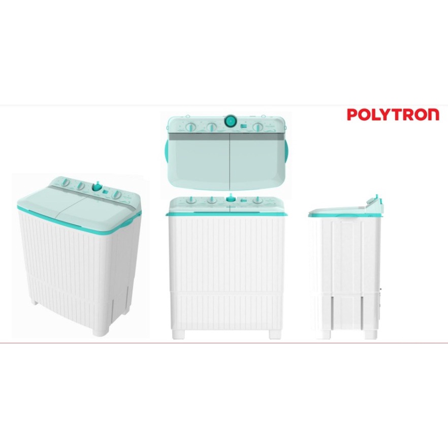 Mesin cuci Polytron PWM 1076 G Y HIJAU ABU KAPASITAS 10 KG