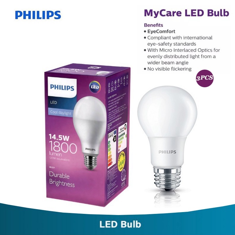 Lampu LED Philips 14.5W lampu putih 14.5Watt (Tiga）