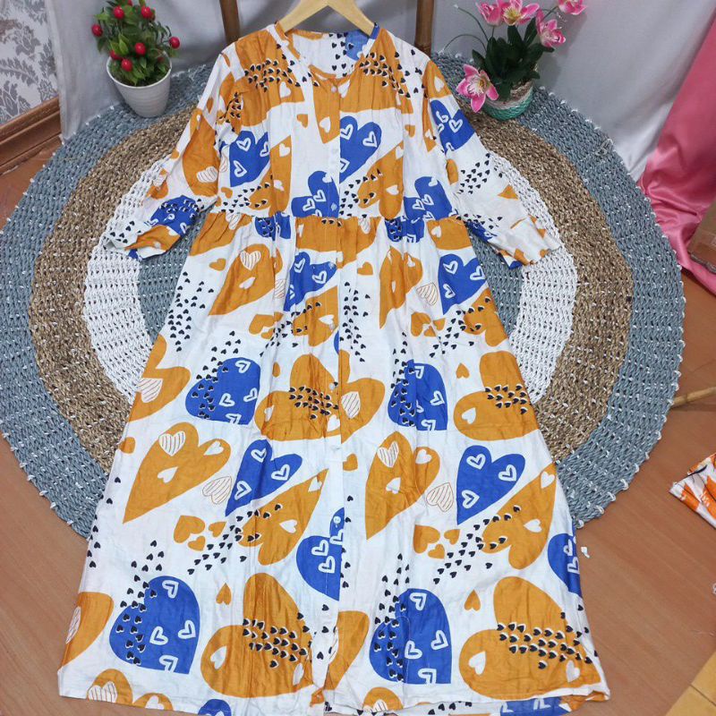 GAMIS CANDI SUSUN REMPEL RAYON PREMIUM LD 110 cm PANJANG 135 cm//GAMIS KATUN RAYON-Motif 15