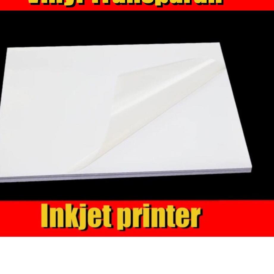 

Update! Stiker Vinyl Transparan / Sticker Transparant Inkjet / Coating / Dye Base / A4 Isi 10 lbr