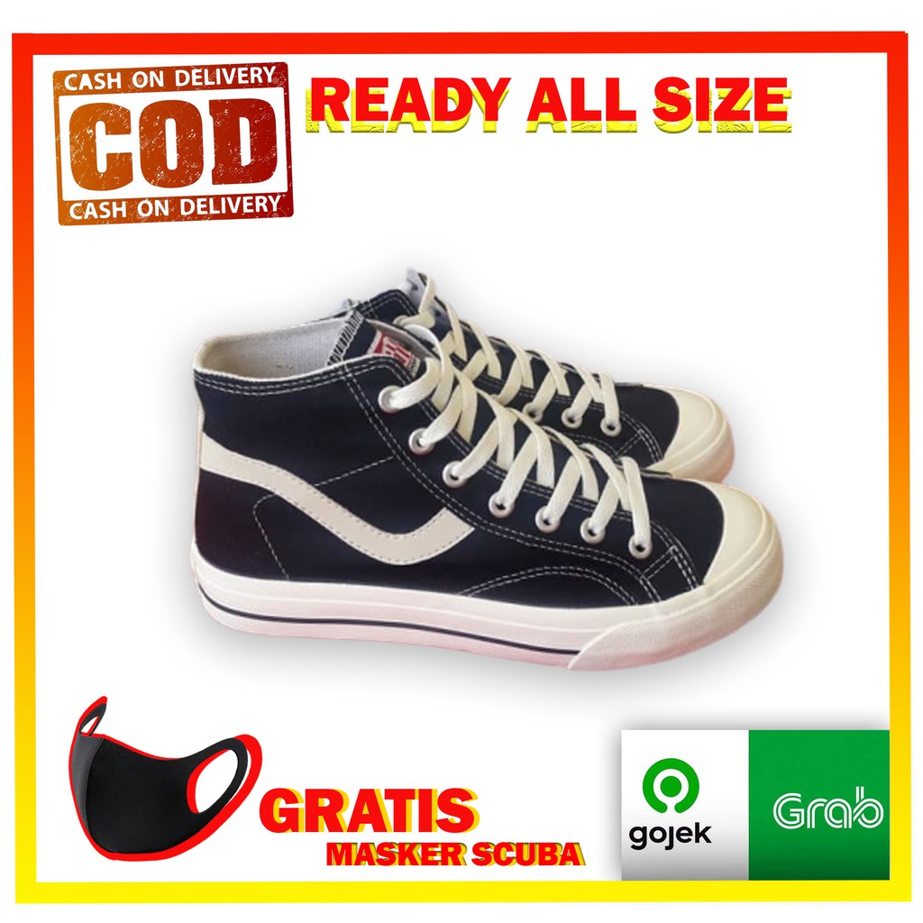 Sepatu VENTELA PUBLIC HIGH BLACK NATURAL Original - Sneaker Tinggi Pria Brand Lokal Bandung Ori