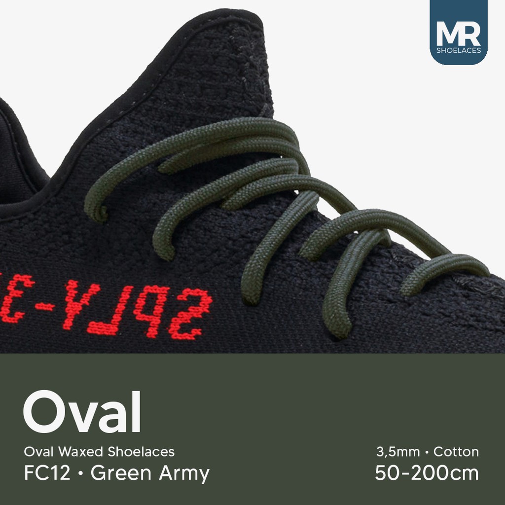 MR Shoelaces FC12 Green Army Tali Sepatu Lilin Oval 3.5mm (Waxed Laces) 50cm 60cm 70cm 80cm 100cm 120cm 150cm