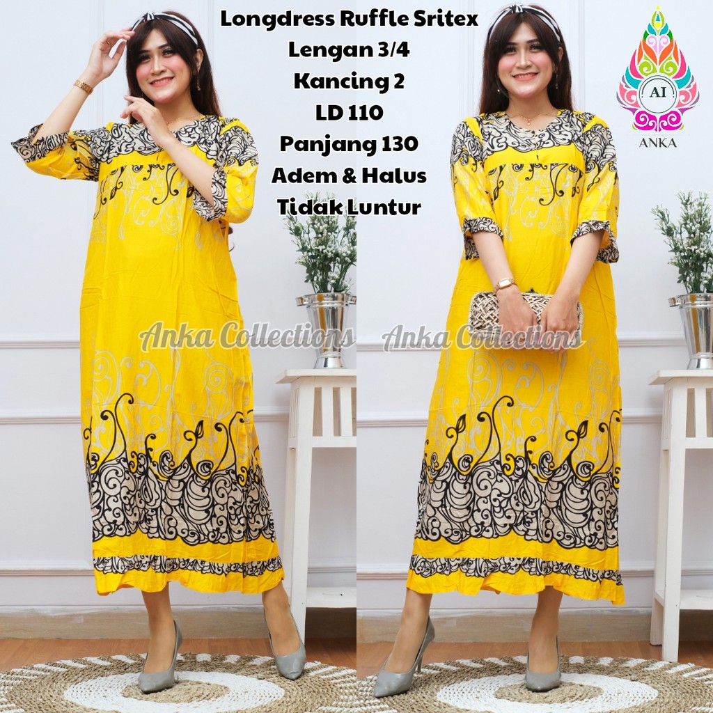 DASTER PANJANG RUFFLE LONGDRESS RUFFLE STANDAR DAN JUMBO Daster Panjang