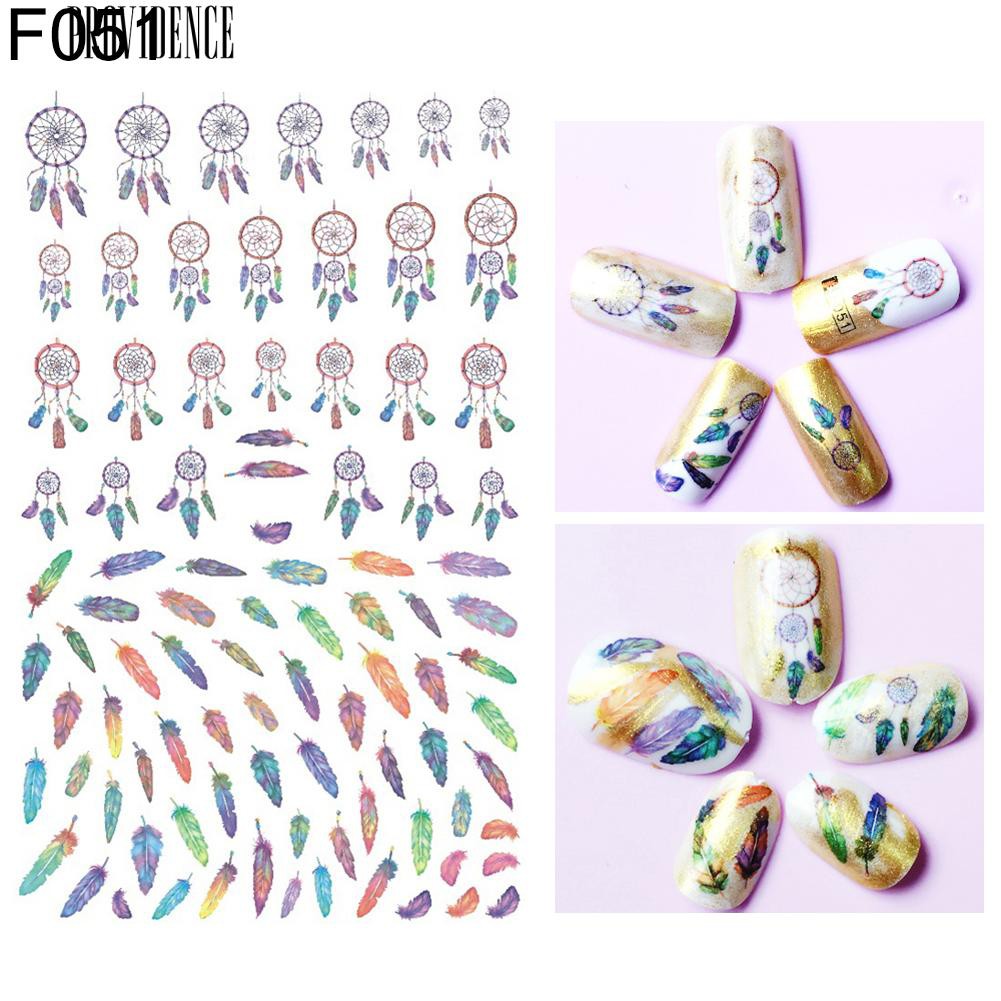 [Bayar Di Tempat] 1 Lembar Dream Catcher Feather Decals Nail Art Stiker Tips DIY Manicure Tools