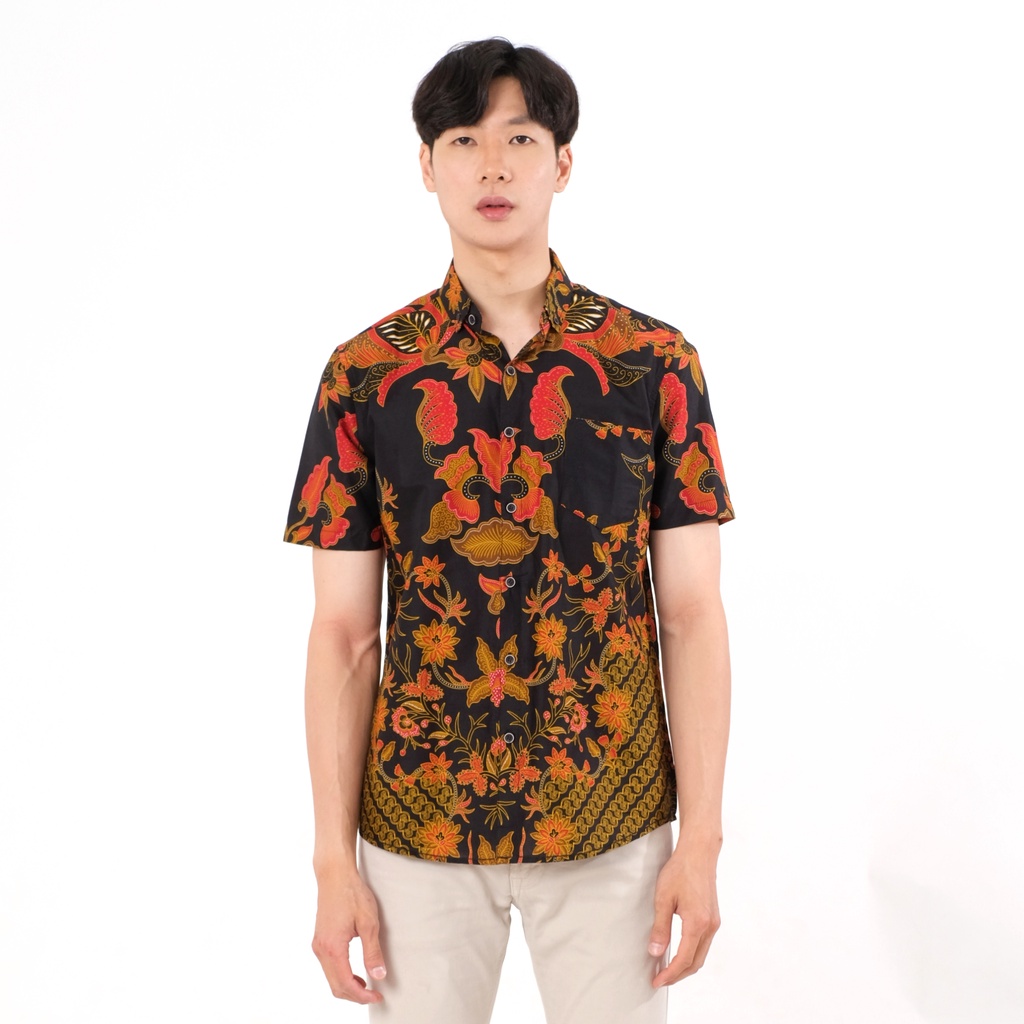 SANVANINA Kemeja Batik Pendek Pria Slim Fit Premium Amadea | E-7014