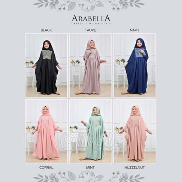 Arabella Set Kaftan Anak dan Kerudung Instan