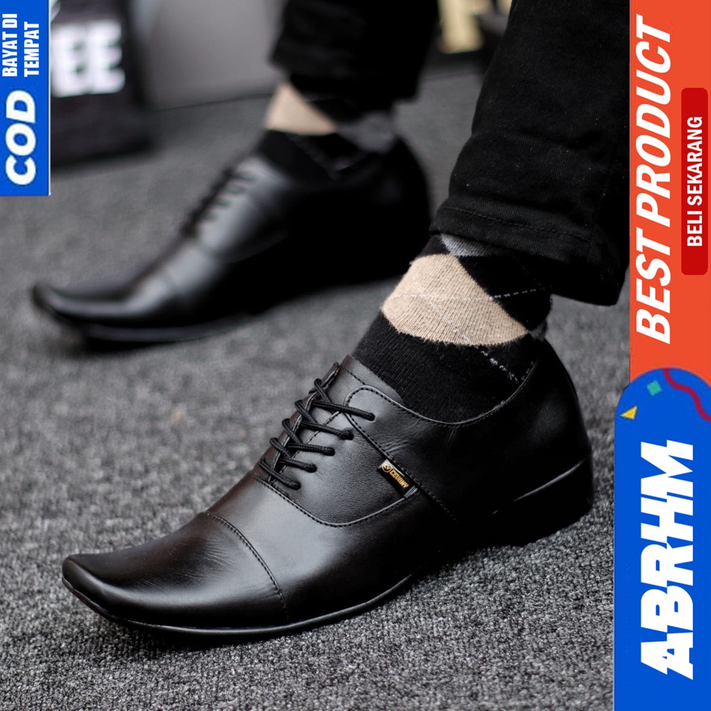 Sepatu Pantofel Kerja Kantor Kulit Asli Formal Hitam Pria Abrhm Phelik