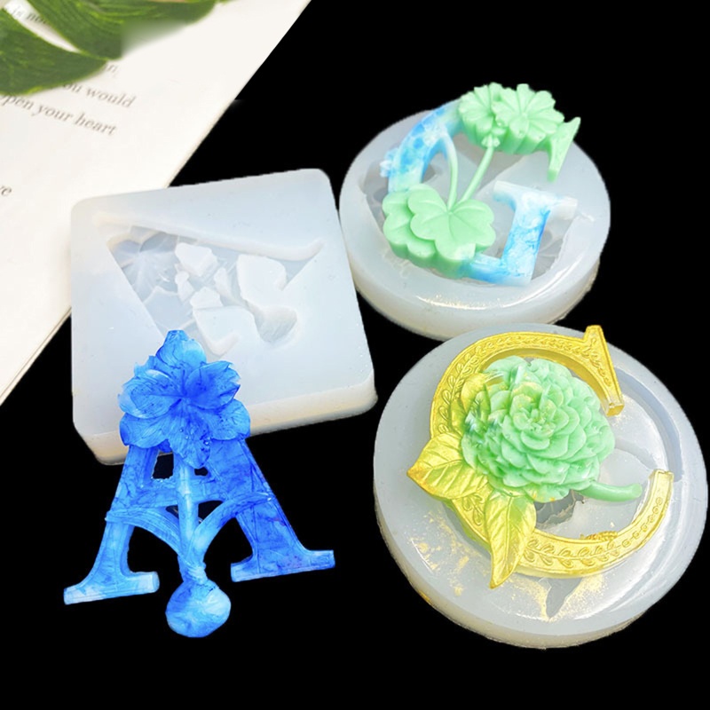 Siy Cetakan Epoksi Handmade Diy Bentuk Huruf Alfabet / Bunga Bahan Silikon Untuk Hadiah Ulang Tahun
