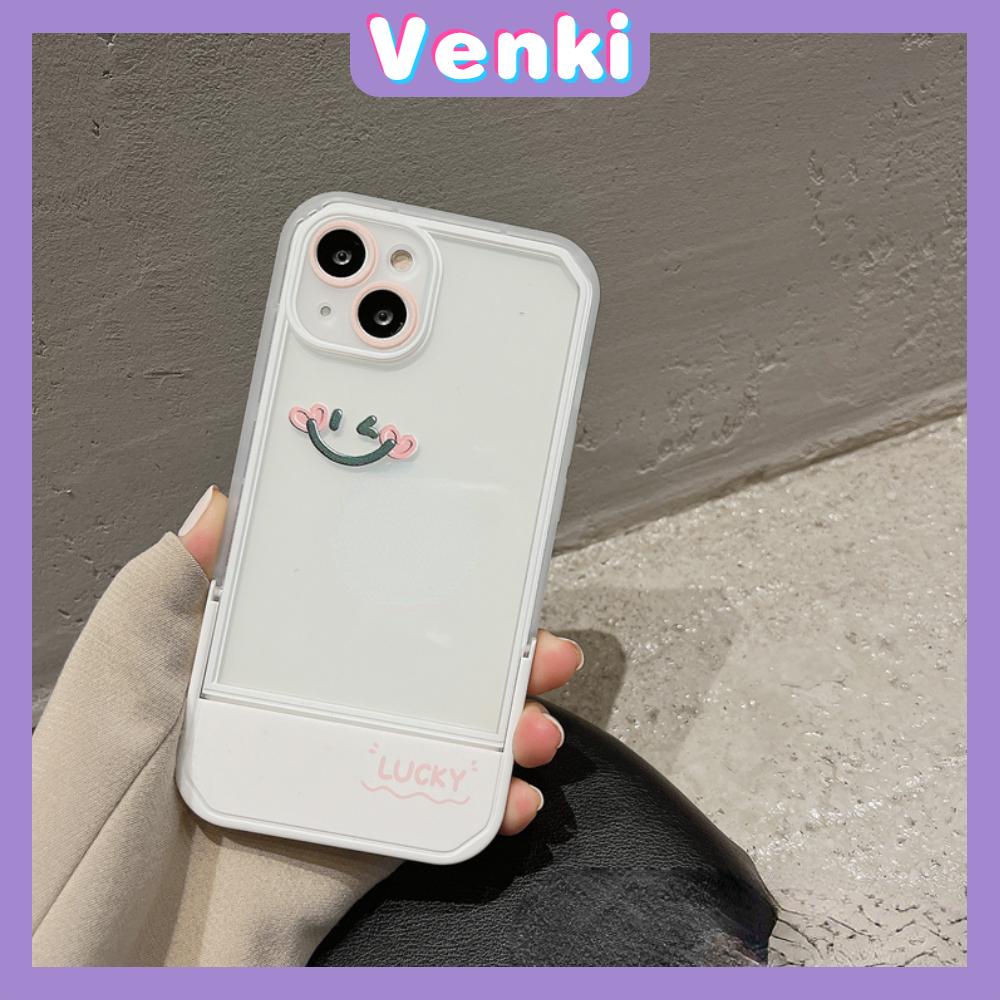 iPhone Case Silicone Soft Case Clear Case Folding Stand Shockproof Protection Camera Smiley Simple Cute Compatible For iPhone 11 iPhone 13 Pro Max iPhone 12 Pro Max iPhone 7Plus xr