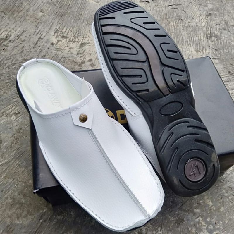 sandal sepatu bustong  selop terompah  pria kulit asli cowok casual branded original kulit bandung berkualitas murah terbaru jepang