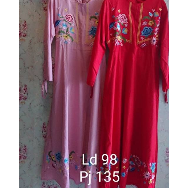 Gamis Katun Bangkok bordir