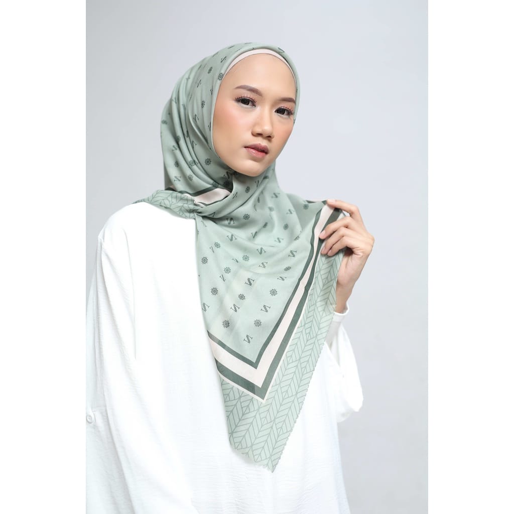 Keisha Edition Vilneria Scarf Sage Mint /Kerudung Printing Motif Voal Ultrafine Hijab Murah/Jilbab/Kerudung/Vilneria