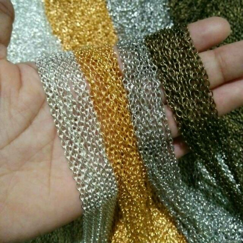 RANTAI NURI METERAN ANTI KARAT / RANTAI NURI GOLD SILVER HITAM / RANTAI MASKER / RANTAI 0,7 0,8
