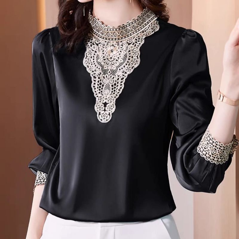 BLOUSE TRENDI KOMBINASI BURKAT IMPORT PREMIUM