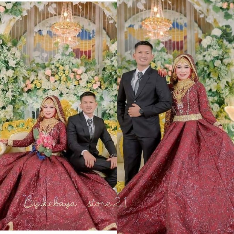 GAUN PENGANTEN PREMIUM SUPER MEWAH/GAUN BELIMBING BEREKOR|GAUN MODREN |GAUN INDIA|GAUN WEDDING