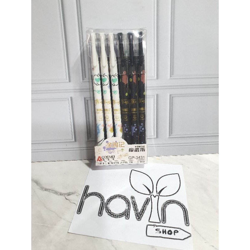 (12pc) pen bisa hapus/pen gel hapus/erasable pen/pen hapus lucu fancy ODEMEI-3431 GRAFFITI