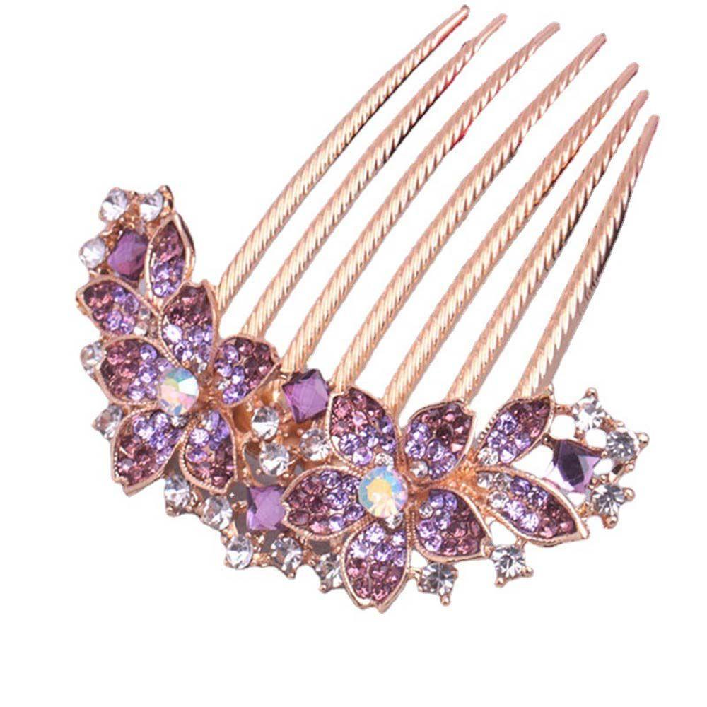 Needway   Wanita Sisir Rambut Hiasan Kepala Geometris Jepit Rambut Ponytail Holder Gadis Poni Klip Rhinestones Kristal Rambut Klip