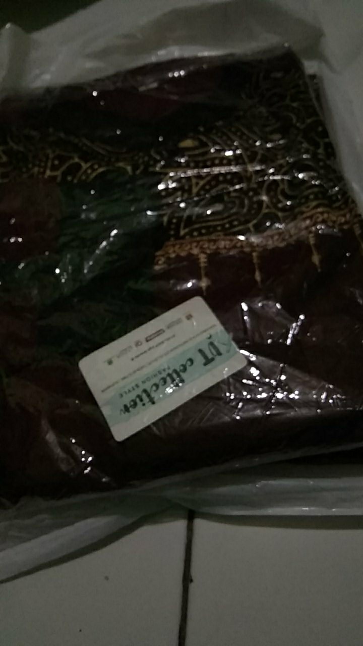 Cod - Dt Collection - Kemeja Batik Pria Cowok Muslim Bordir Kombinasi Gold Maroon Lengan Panjang