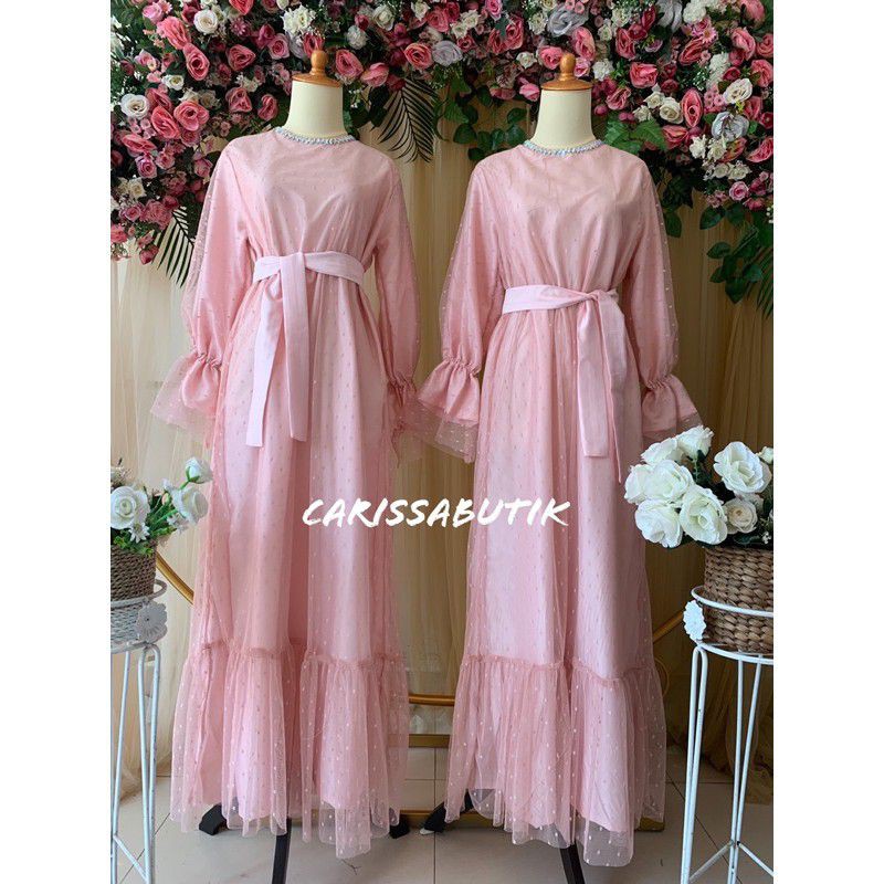 GAUN TILE DOT DRESS ENGAGEMENT