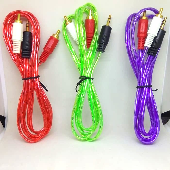 &lt; M.A &gt; Kabel Jack Audio Aux To 2 Transparan 2 in 1